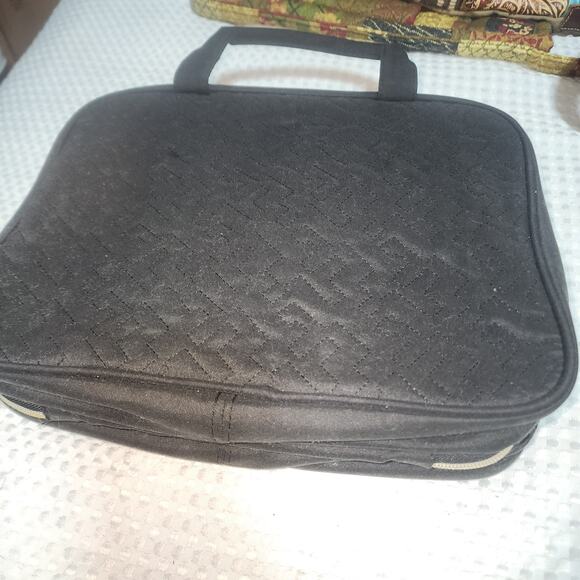 NISHEL EUC BLACK QUILTED TRAVEL JEWELRY COSMETICS  ORGANIZER BAG 4 SECTS - Picture 4 of 12